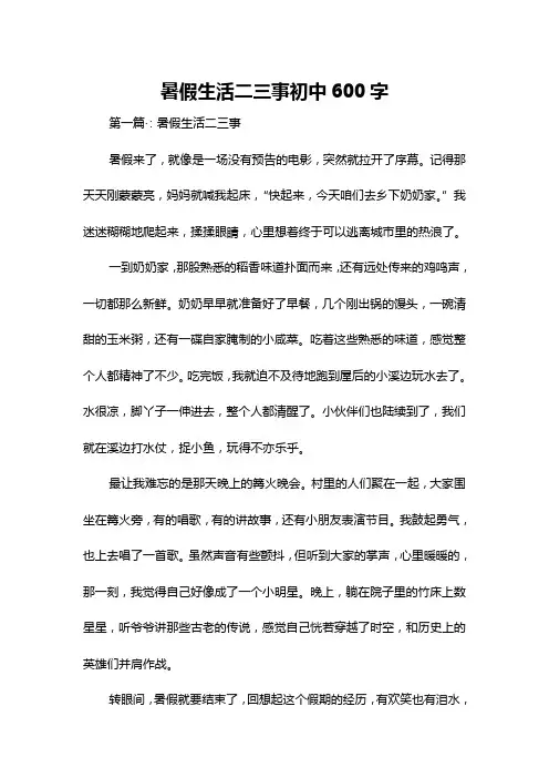 暑假生活二三事初中600字