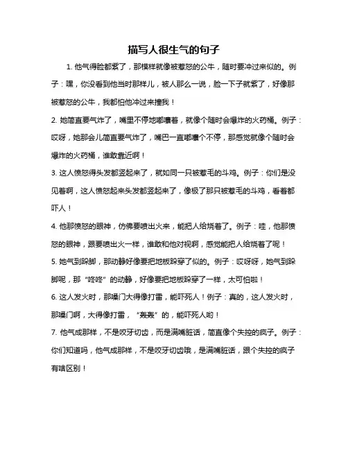 描写人很生气的句子