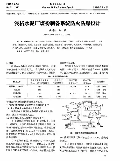 浅析水泥厂煤粉制备系统防火防爆设计