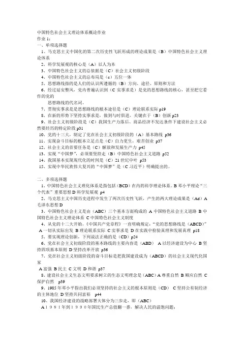 中国特色社会主义理论体系概论作业