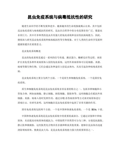 昆虫免疫系统与病毒抵抗性的研究