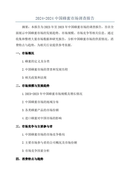 2024-2024中国蜂蜜市场调查报告