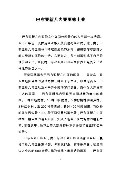 巴布亚新几内亚雨林土著