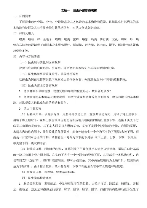 农业昆虫学实验参考材料