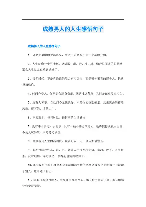 成熟男人的人生感悟句子