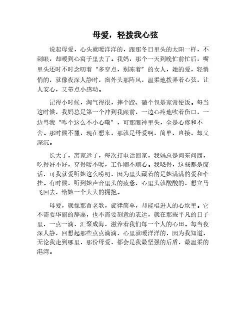 是你拨动了我的心弦600字初中作文母爱