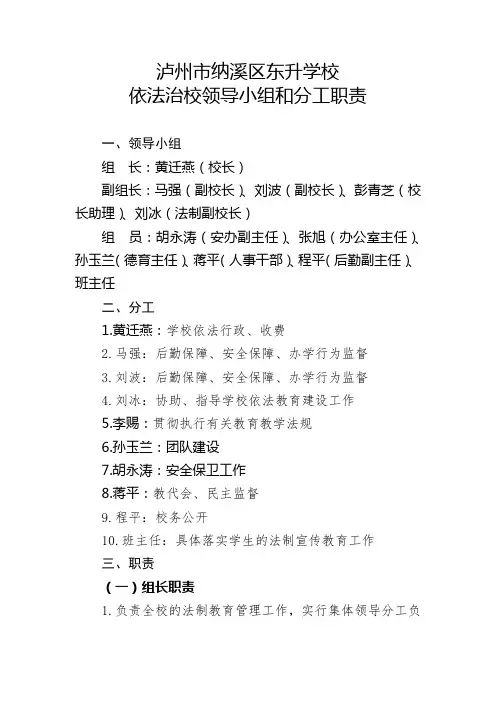 领导小组和分工职责