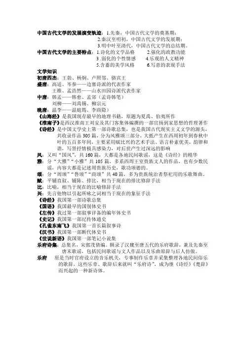 中国古代文学的发展演变轨迹