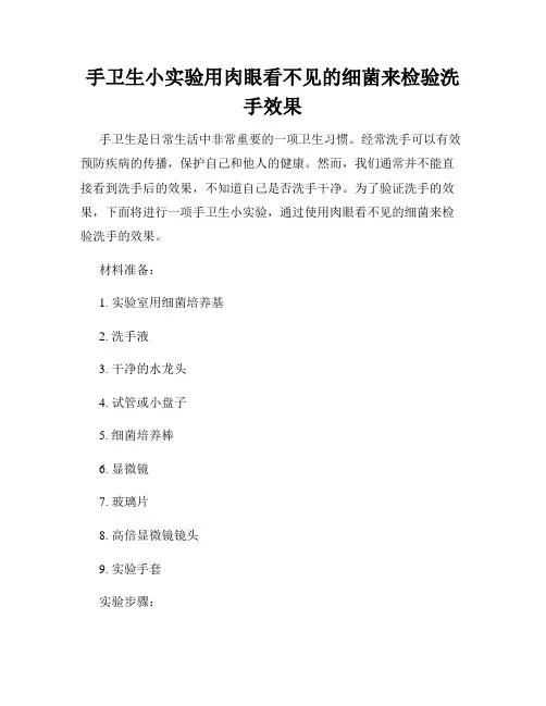 手卫生小实验用肉眼看不见的细菌来检验洗手效果