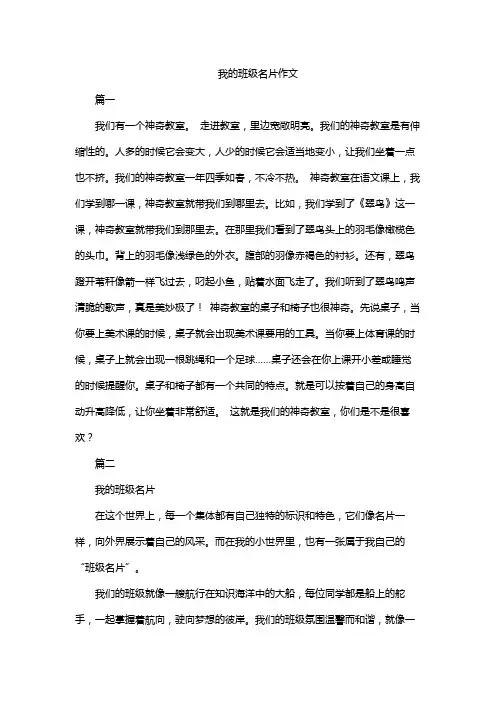 我的班级名片作文