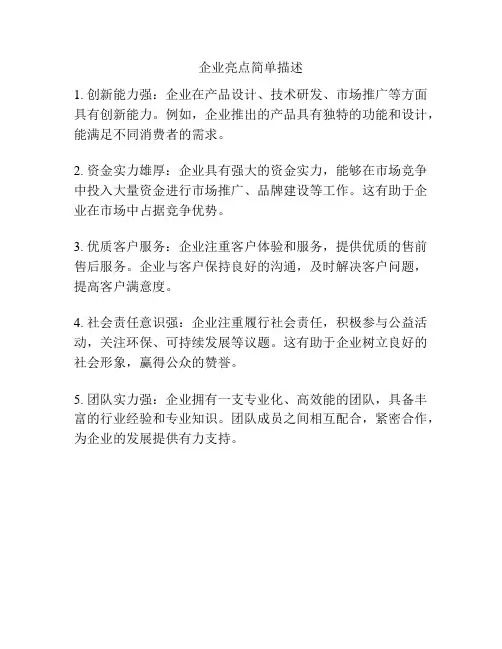 企业亮点简单描述