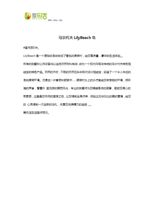 马尔代夫LilyBeach岛