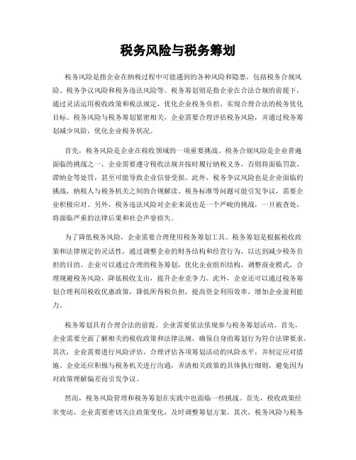 税务风险与税务筹划