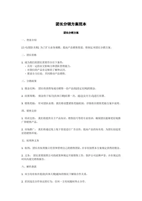 团长分销方案