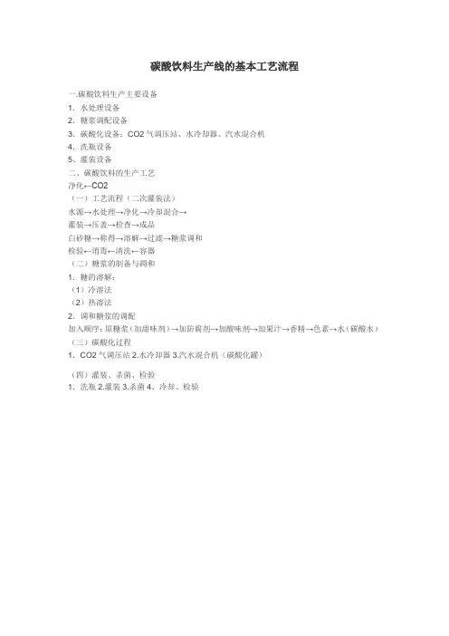碳酸饮料生产线的基本工艺流程