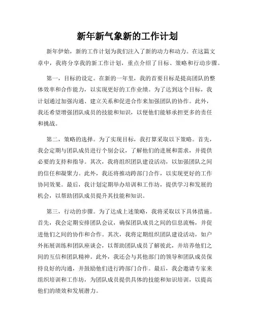 新年新气象新的工作计划