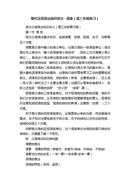 现代汉语语法知识讲义--语素（高三年级复习）