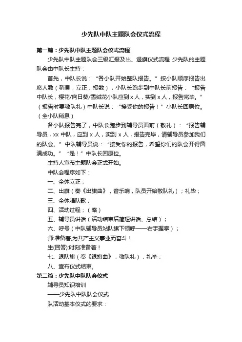 少先队中队主题队会仪式流程