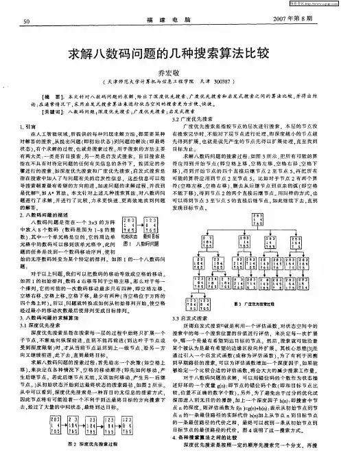 求解八数码问题的几种搜索算法比较