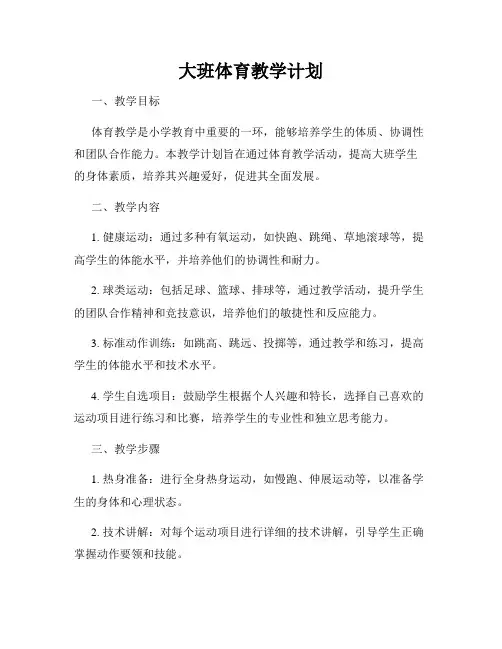 大班体育教学计划