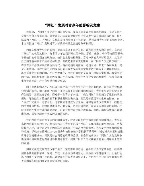 “网红”发展对青少年的影响及危害