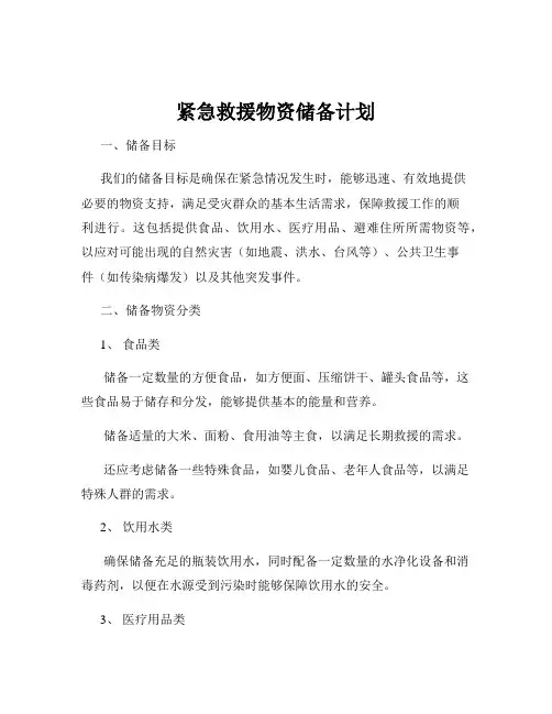 紧急救援物资储备计划