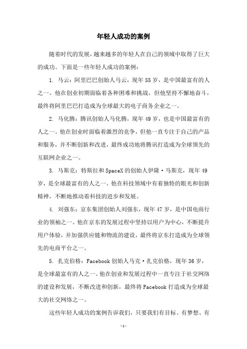 年轻人成功的案例