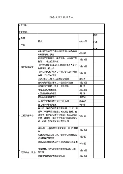 防洪度汛专项检查表
