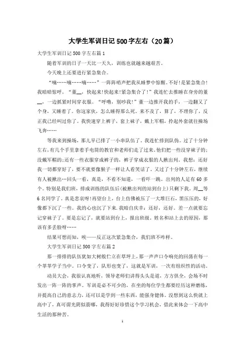 大学生军训日记500字左右(20篇)
