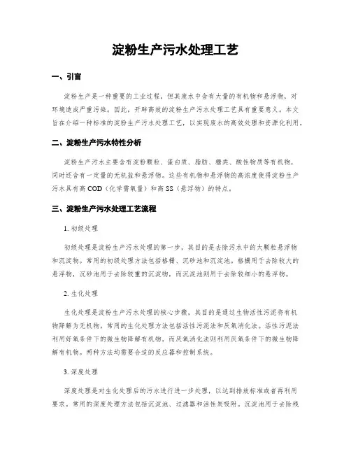 淀粉生产污水处理工艺