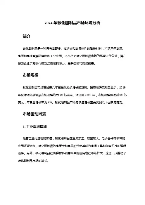 2024年碳化硼制品市场环境分析