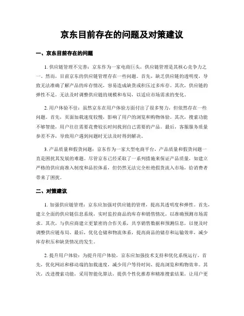 京东目前存在的问题及对策建议