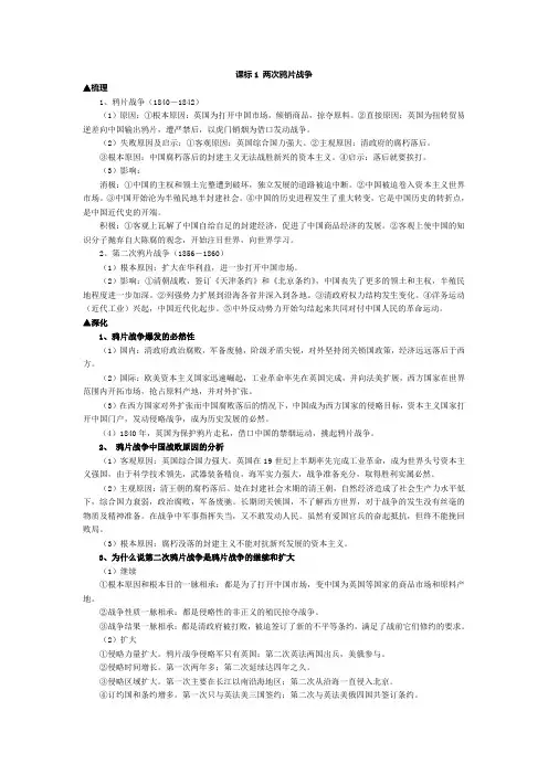 1840至1900年间西方列强侵略  知识梳理