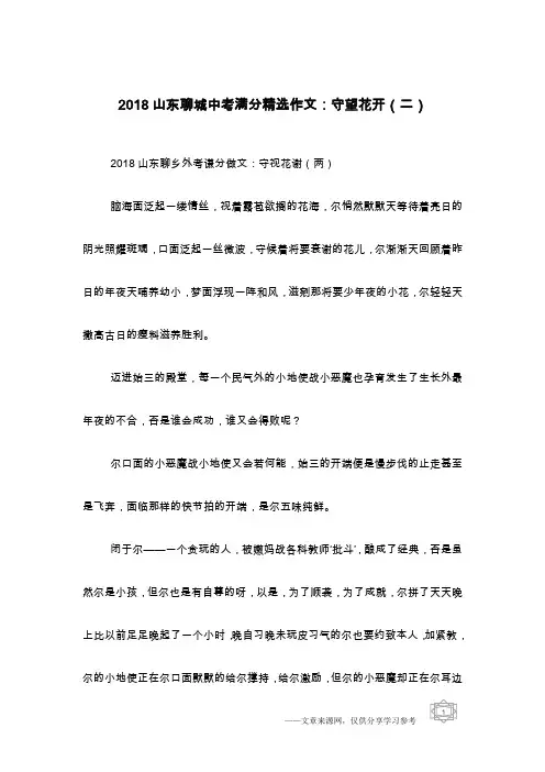 2018山东聊城中考满分精选作文：守望花开(二)