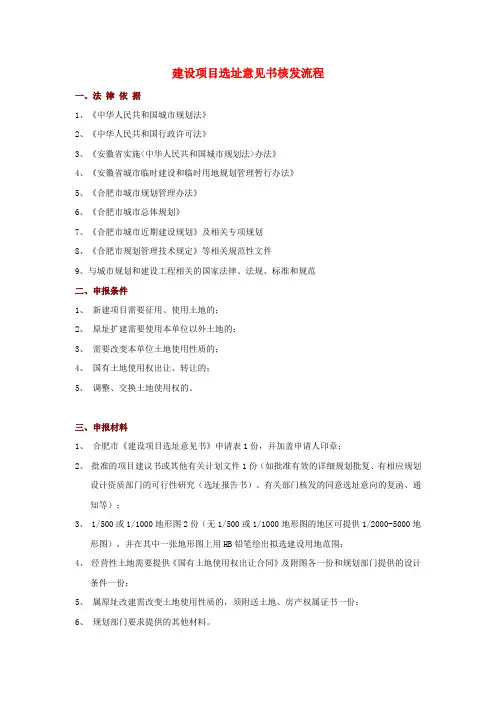 建设项目选址意见书核发流程