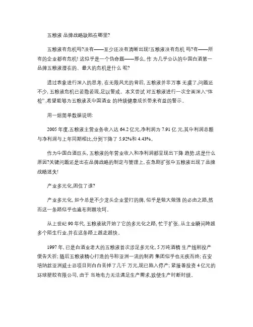 五粮液 品牌战略缺陷在哪里.
