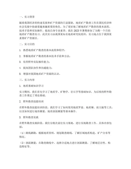地质矿产勘查实习报告
