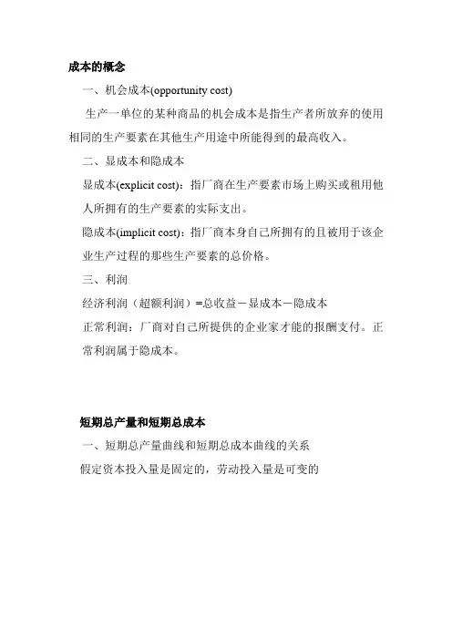 微观经济学的成本论众多图解