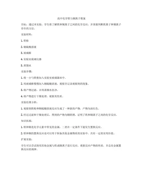 高中化学铁与铜离子教案