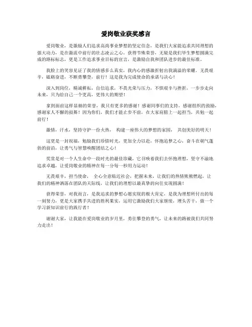 爱岗敬业获奖感言
