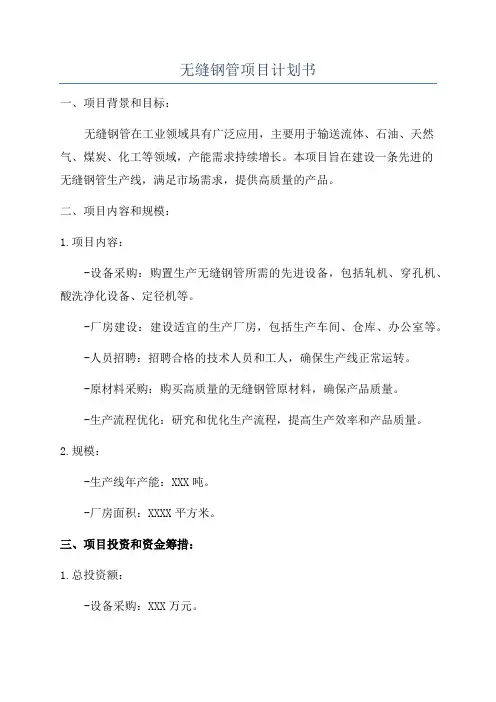无缝钢管项目计划书
