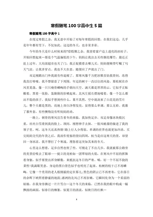 寒假随笔100字高中生5篇