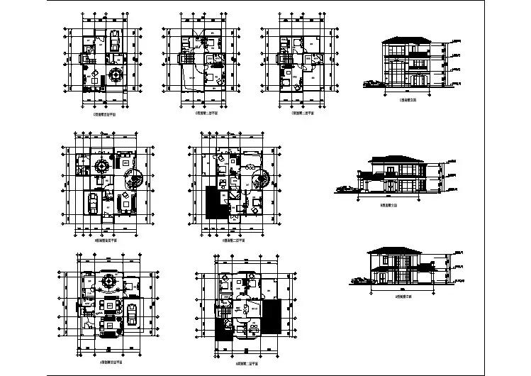 某地三层独栋别墅cad建筑施工设计图纸