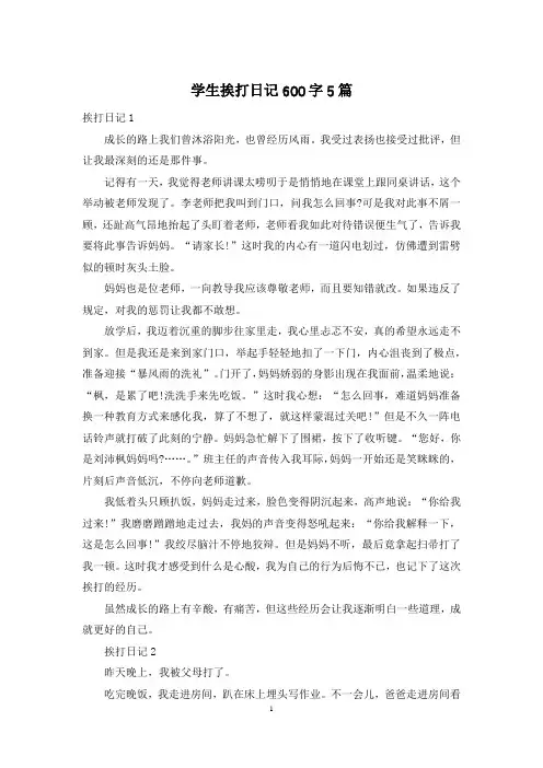 学生挨打日记600字5篇
