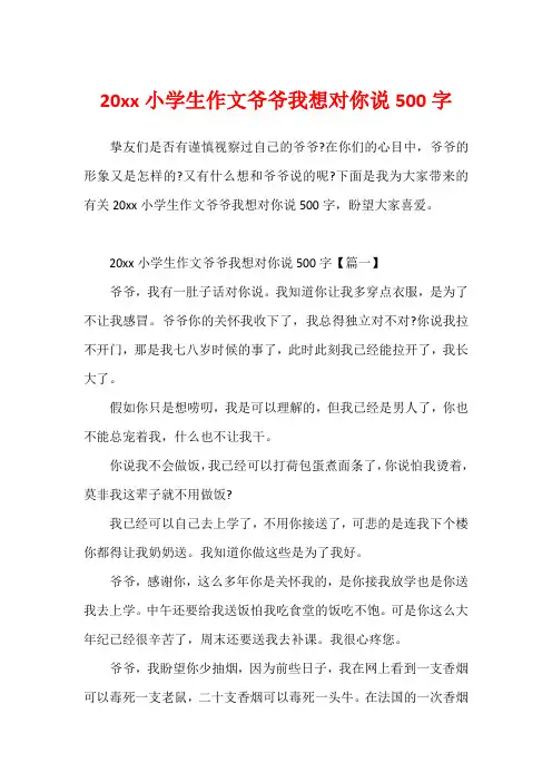 20xx小学生作文爷爷我想对你说500字