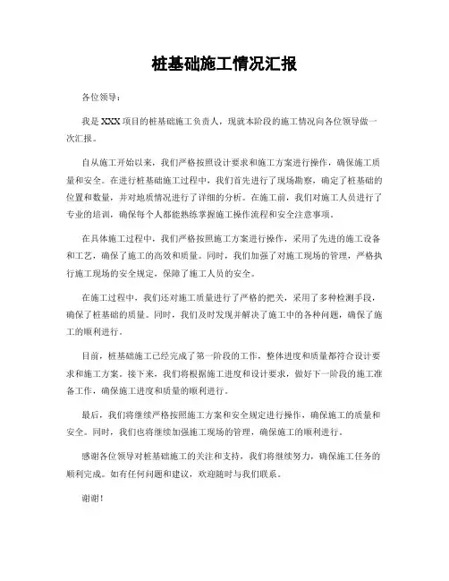 桩基础施工情况汇报