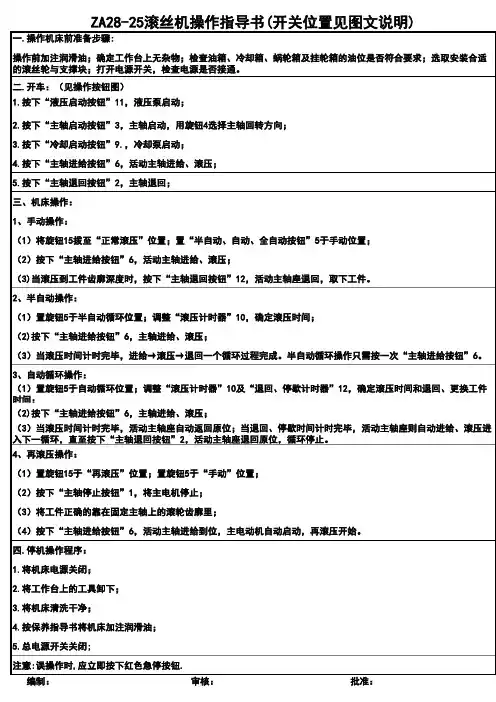 滚丝机操作指导书