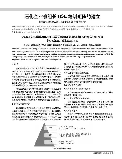 石化企业班组长HSE培训矩阵的建立