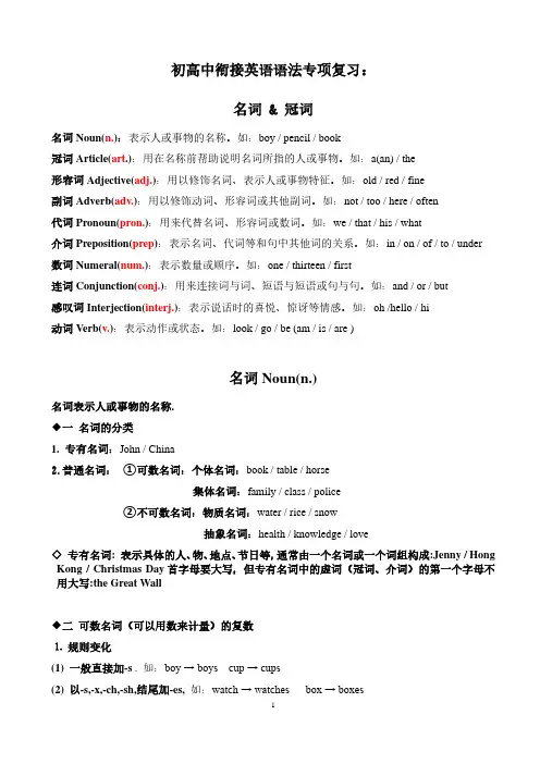名词冠词