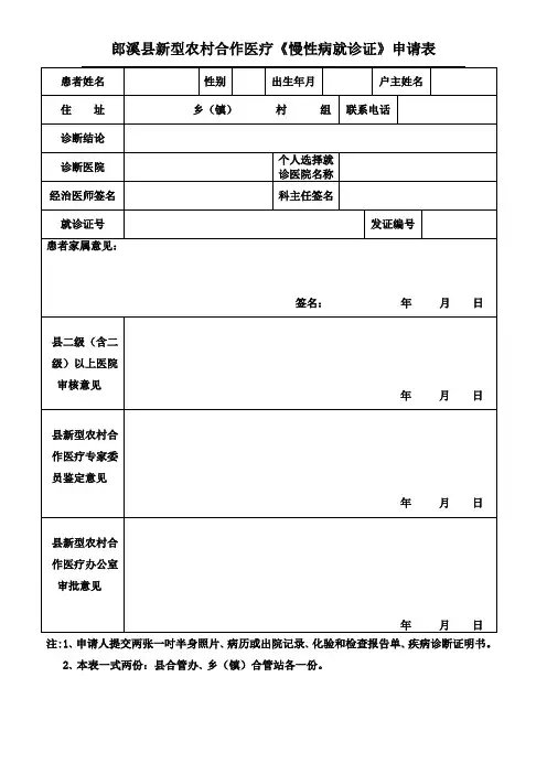 慢性病申请变